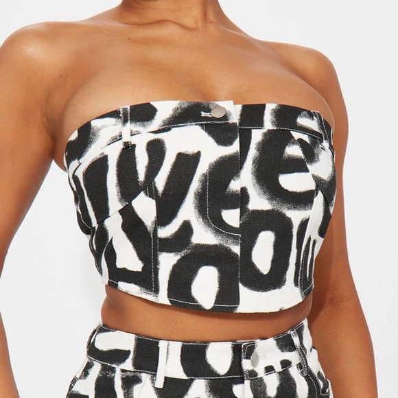 BNWT - Monochrome Graffiti Print two piece set - US 6 - Picture 4 of 4